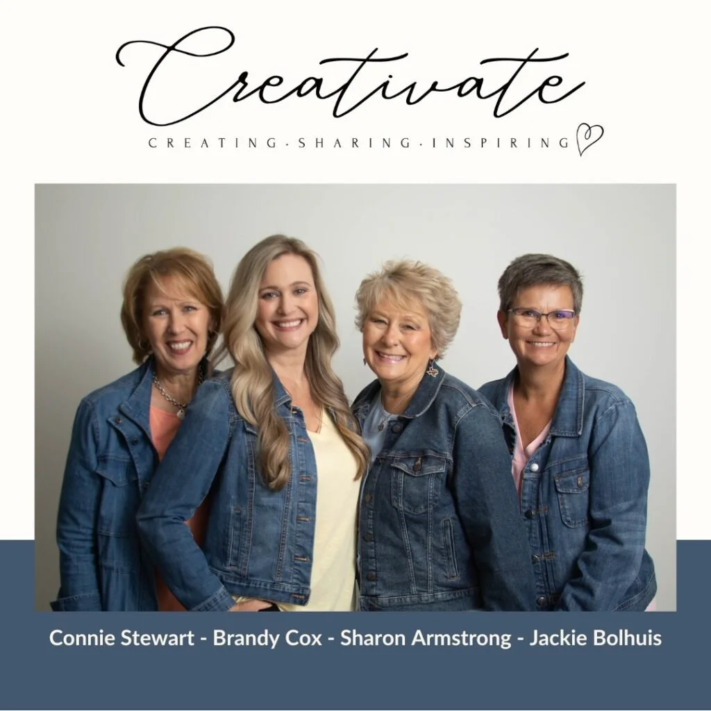 Connie Stewart, Brandy Cox, Sharon Armstrong and Jackie Bolhuis — four Stampin' Up! demonstrators bringing you quarterly online stamp retreats.