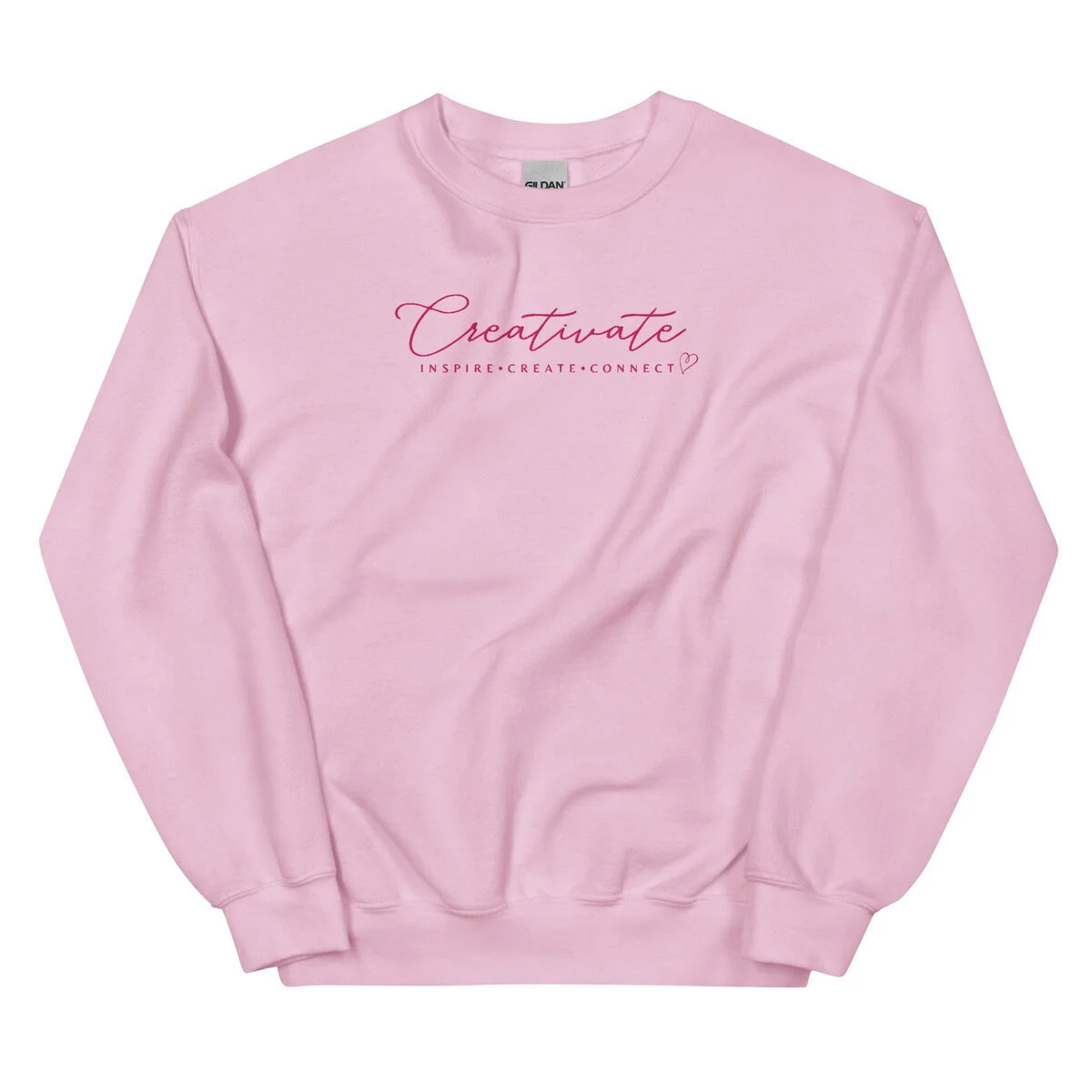 Creativate Embroidered Sweatshirt - Light Pink with Bright Pink Thread
