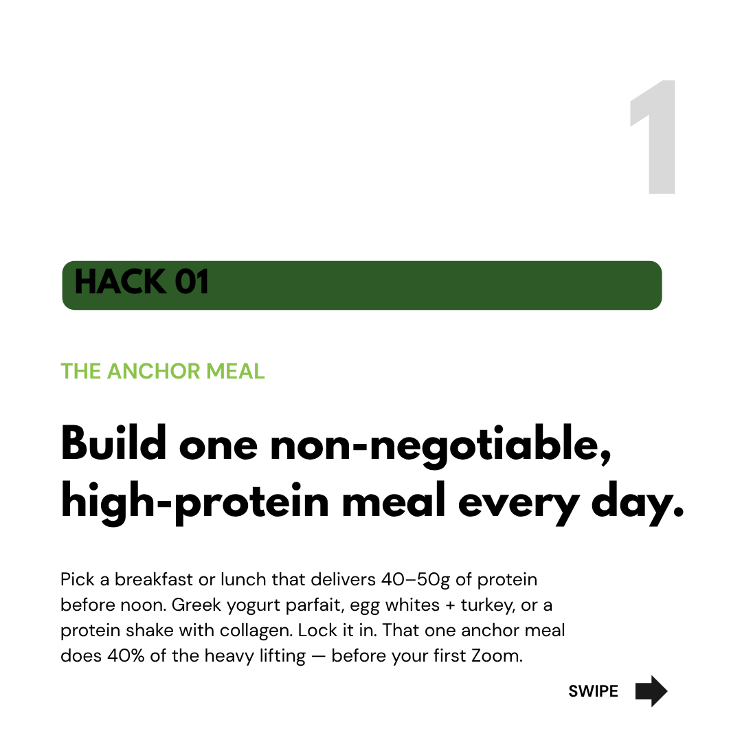 Hack number one is to build a non-negotiable high-protein meal every day