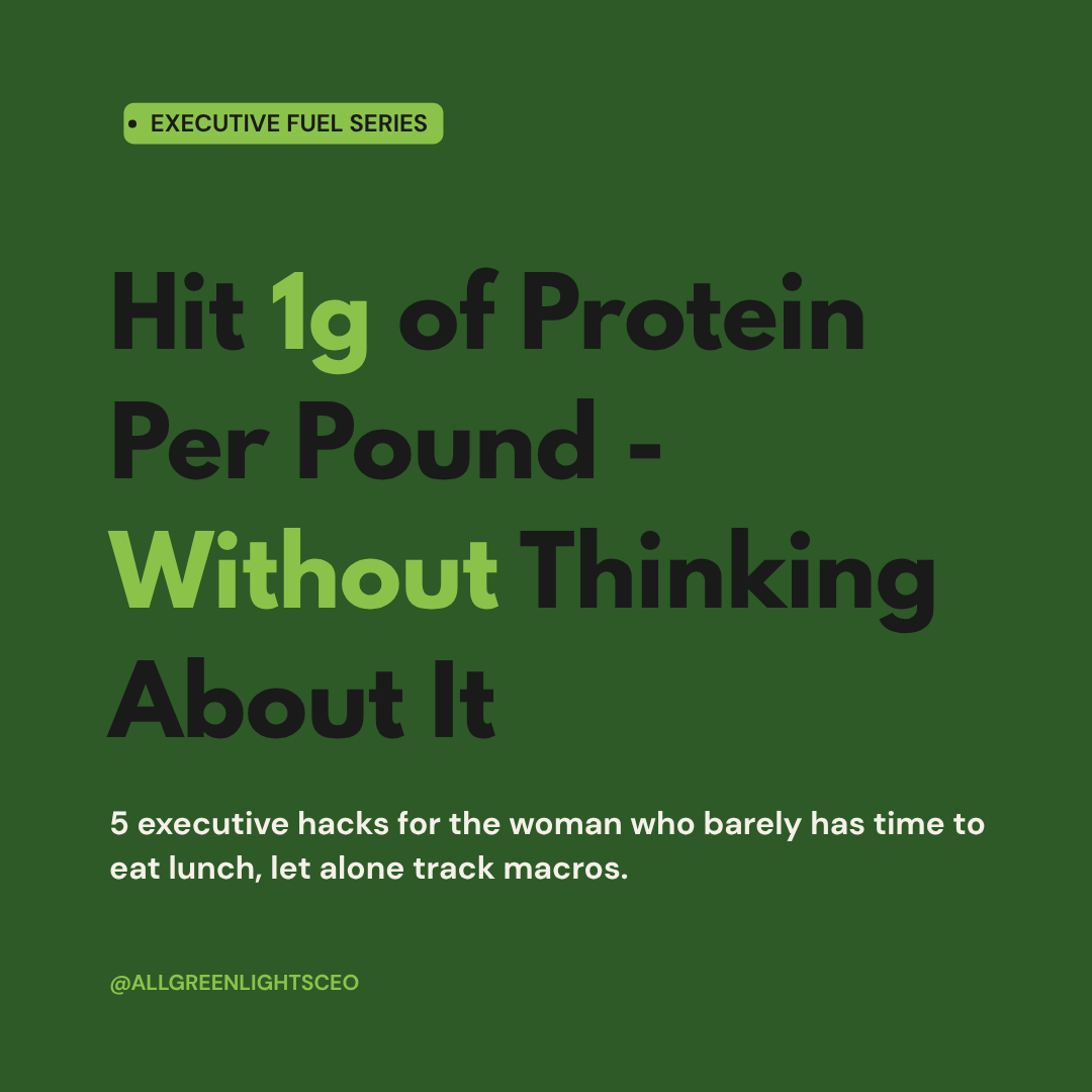 A green box with text regarding a goal of 1 gram of protein per pound of body weight