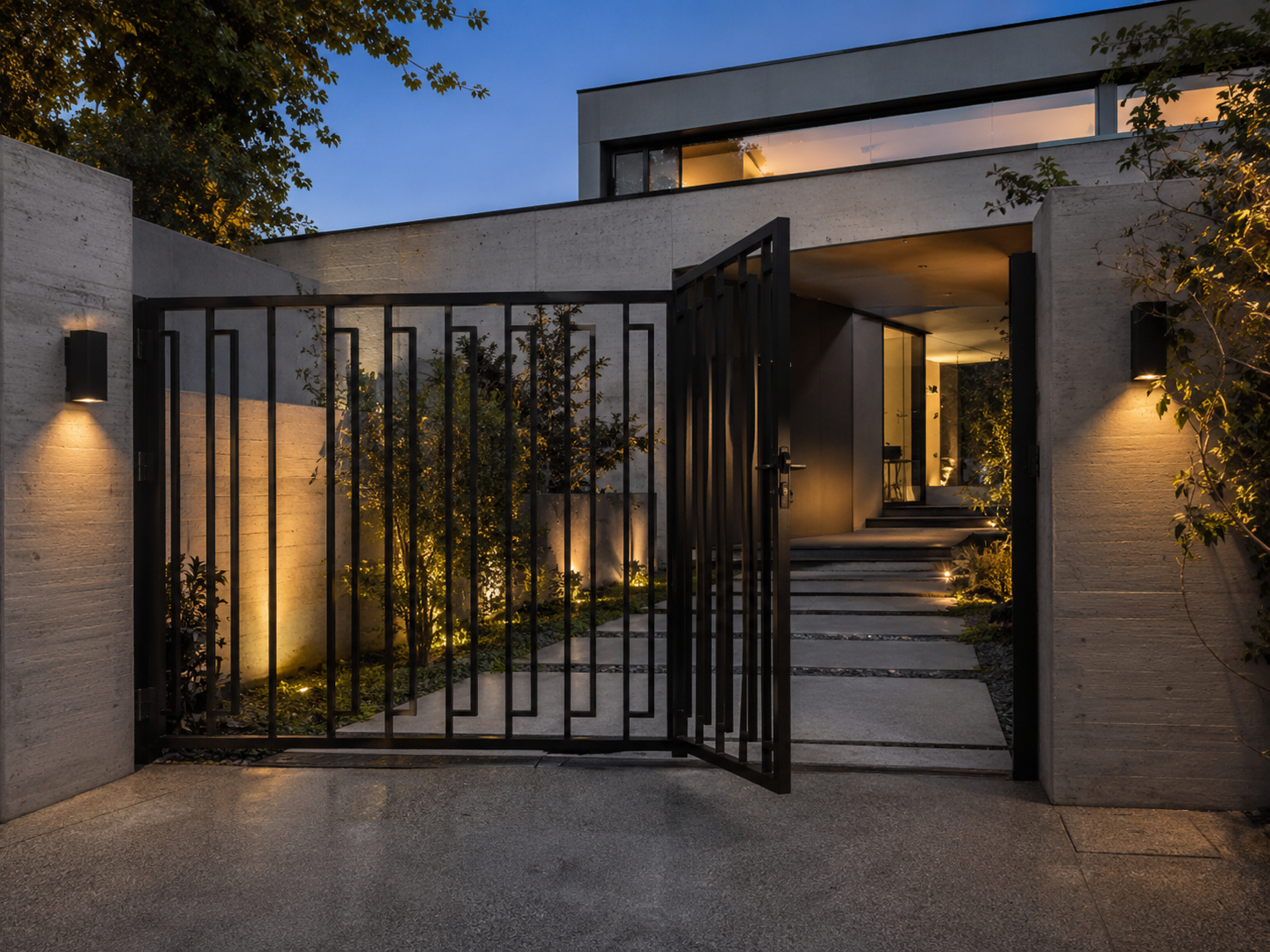 Custom fabricated steel driveway gate