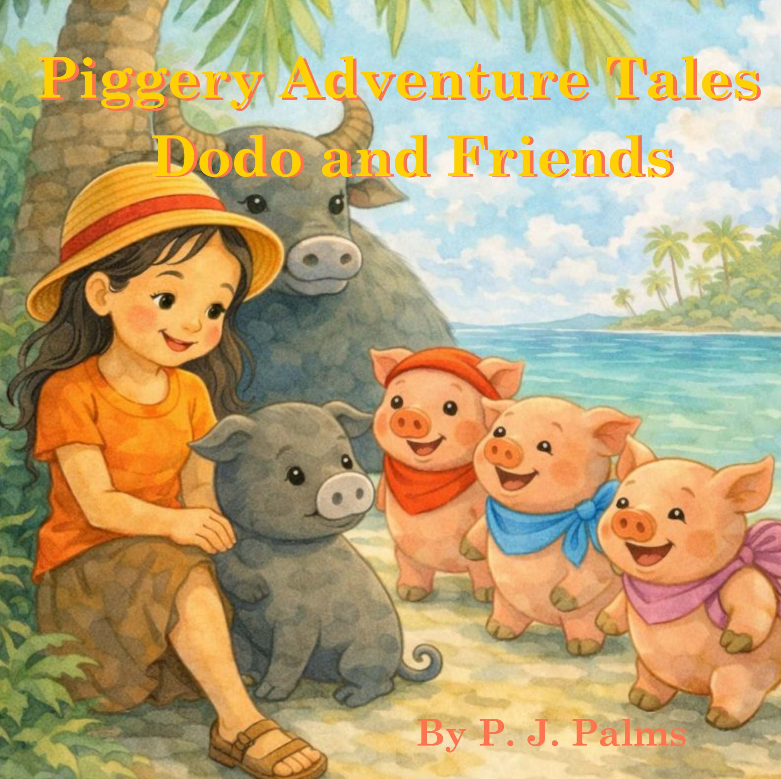 Cover of Dodo and Friends by P.J. Palms featuring Juliet and Dodo, celebrating friendship, courage, and belonging in the world of Piggery Adventure Tales.