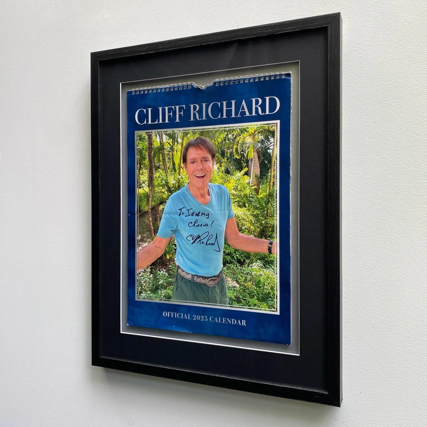 Cliff baby! Our clients signed &lsquo;25 calendar preserved for a life time. Frame moulding by Crawford Picture Mouldings. 

#cliffrichard 
#crawfordpicturemouldings 
#wellingtonframers
#newzealandframers