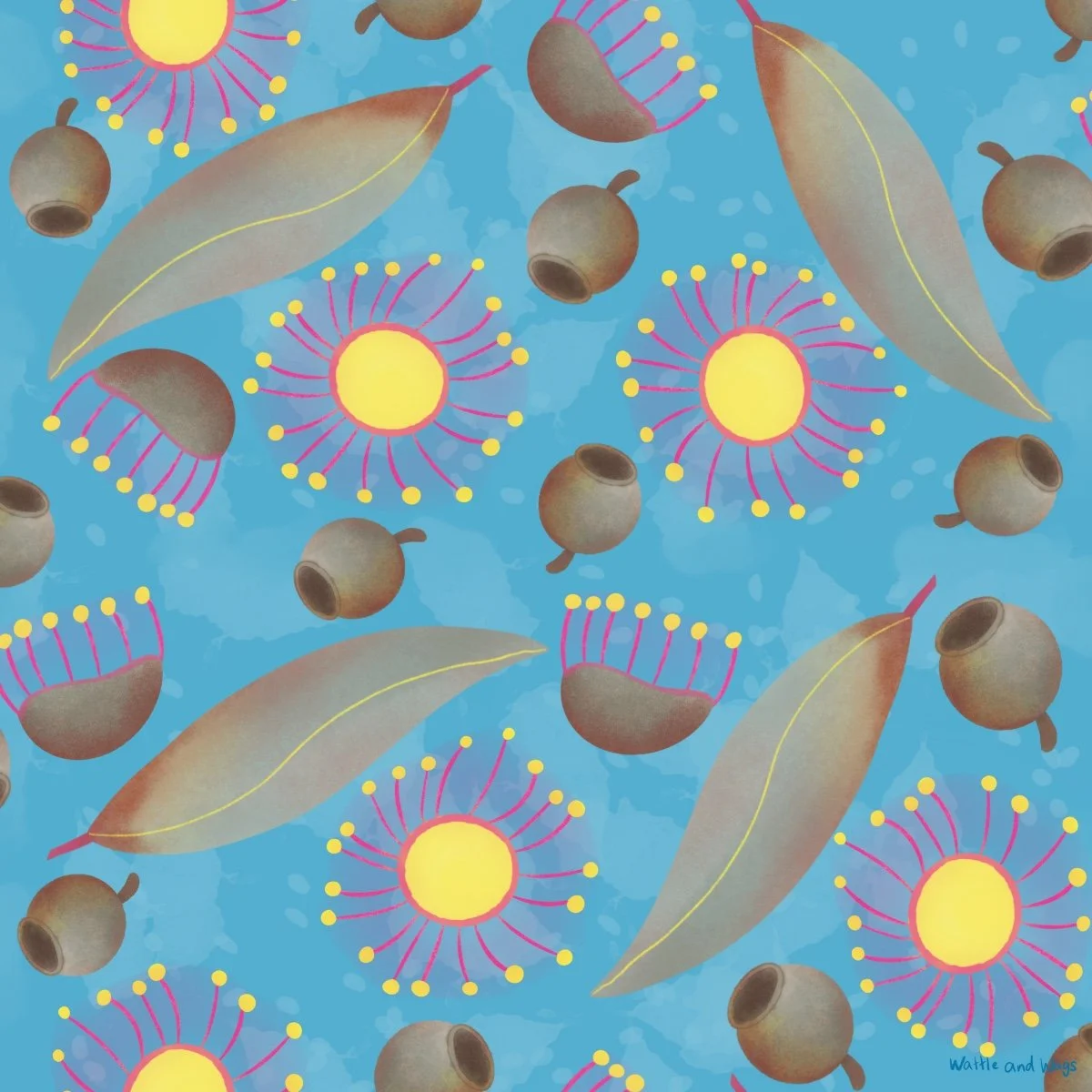 Gumnut, flower & leaf pattern WW260033