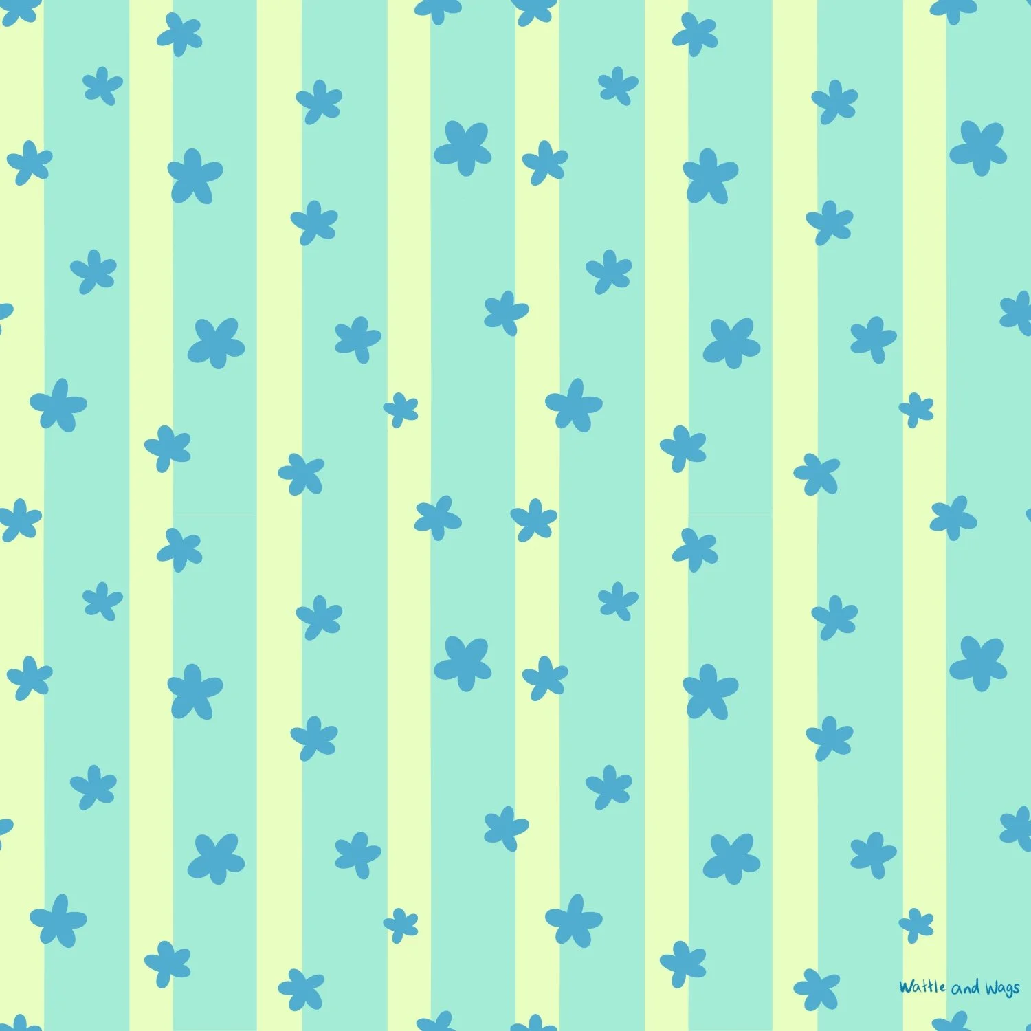 Stripe blue flower pattern WW260037