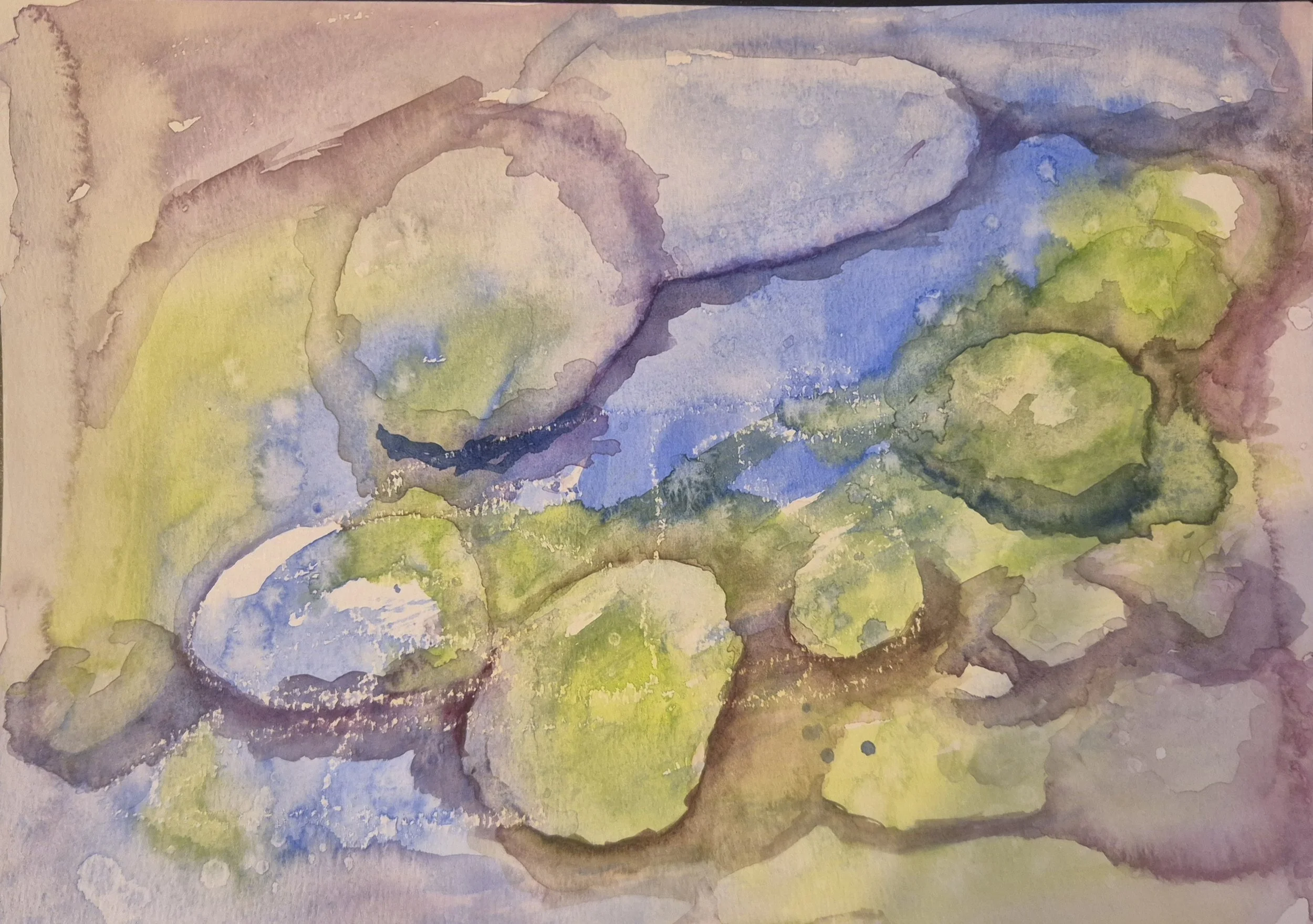 Some shading has been added to the creative wash to make the illusion of river stones in the water.