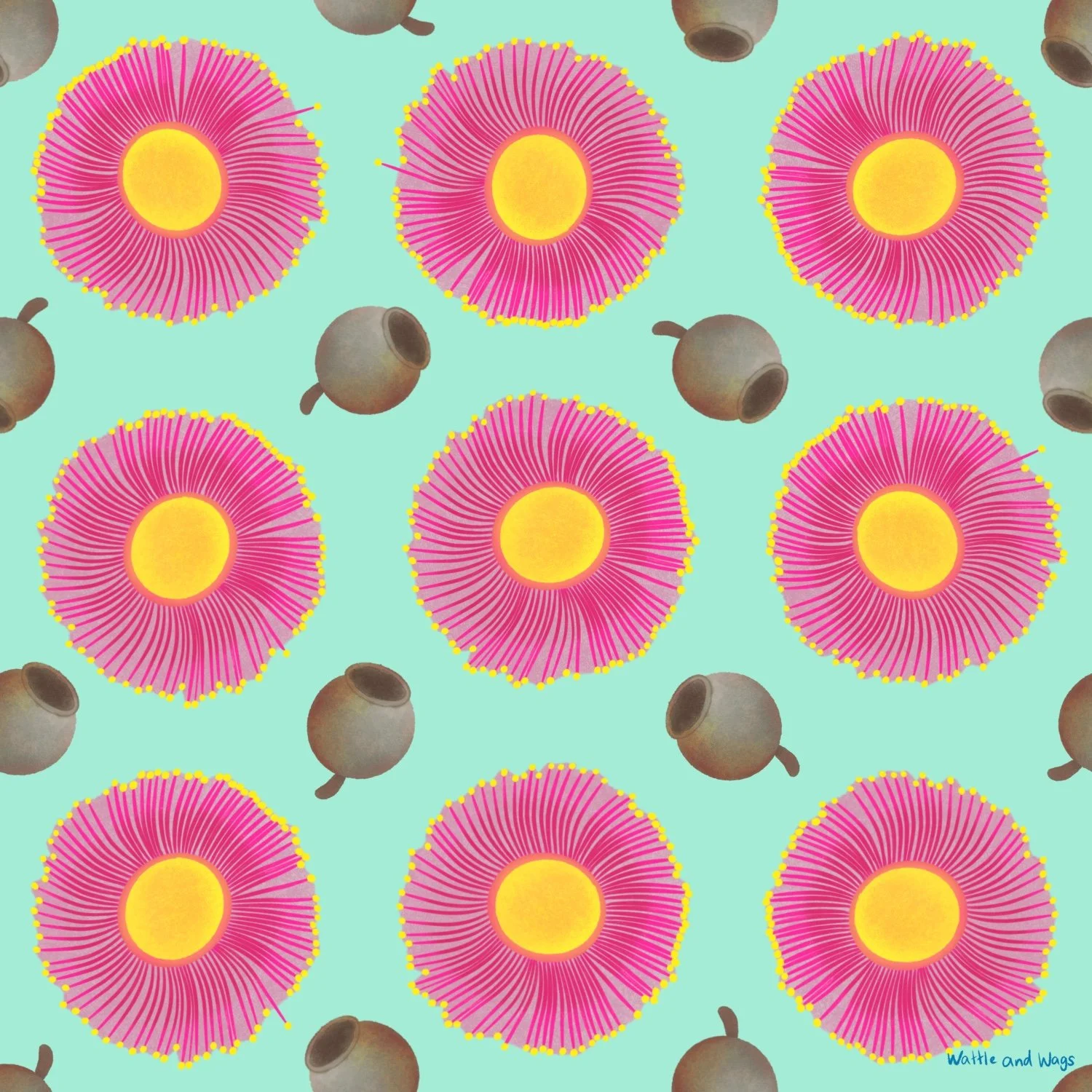 Gumnut & flower pattern WW260034