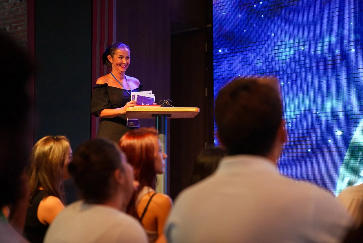 Woman at business awards ceremony