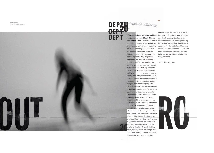 Blurred image of a person reaching out with an outstretched arm, with large black text on a white background and a column of smaller text on the right side.