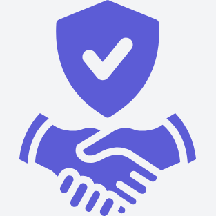 Icon of a shield with a checkmark and two hands shaking underneath.