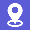 Location pin icon on a purple background