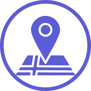 Icon of a map with a location pin marking a spot.