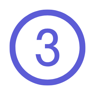 Number three inside a blue circle