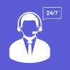 Customer service representative wearing a headset, icon style