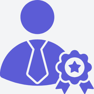 Silhouette of a person with a tie and a badge or ribbon with a star on it