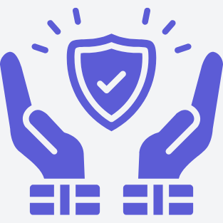 Two hands holding a shield with a checkmark, representing protection or security.