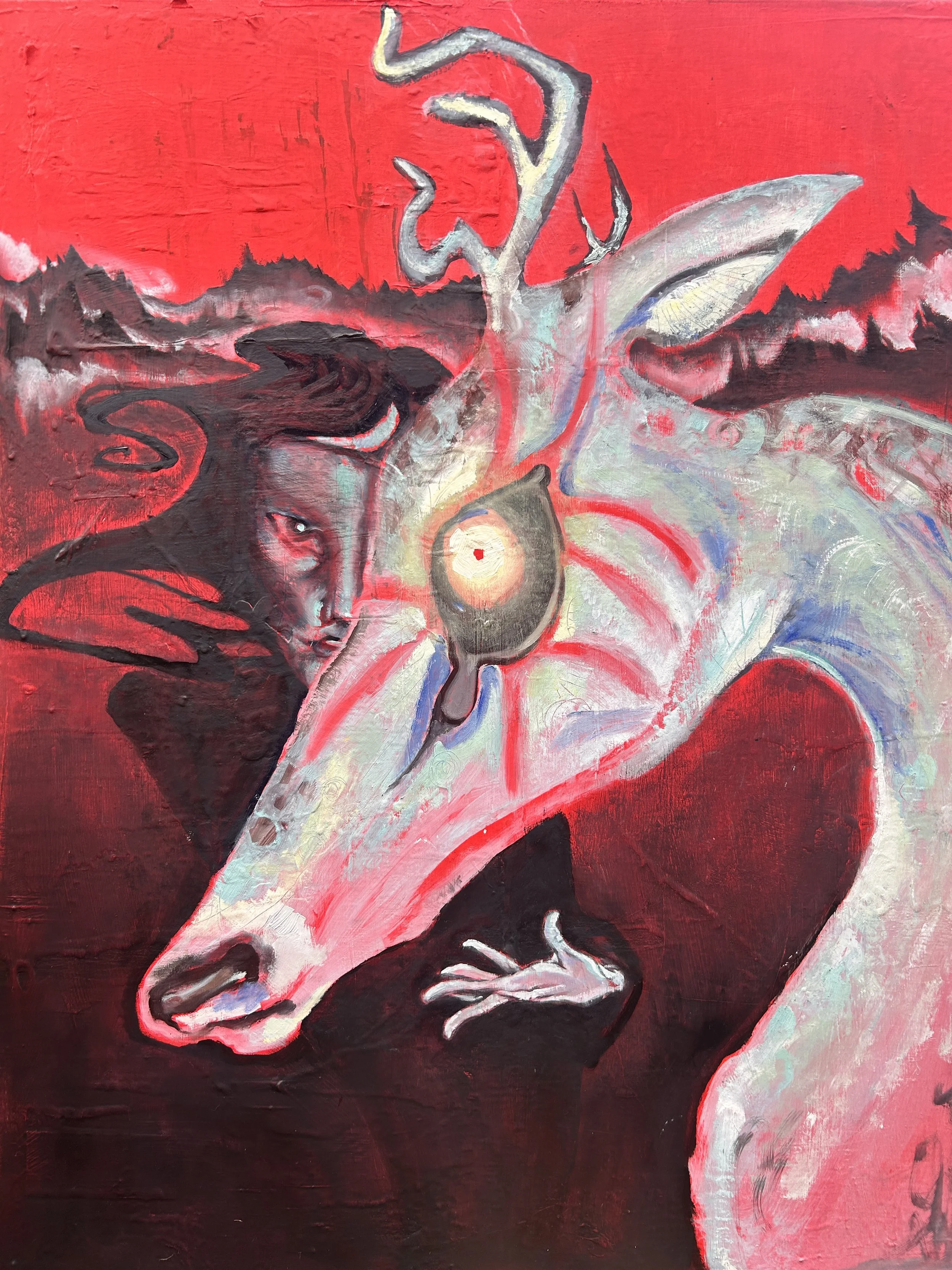 I thought you were me,
Oil and paper on canvas, 32 x 24", 2026