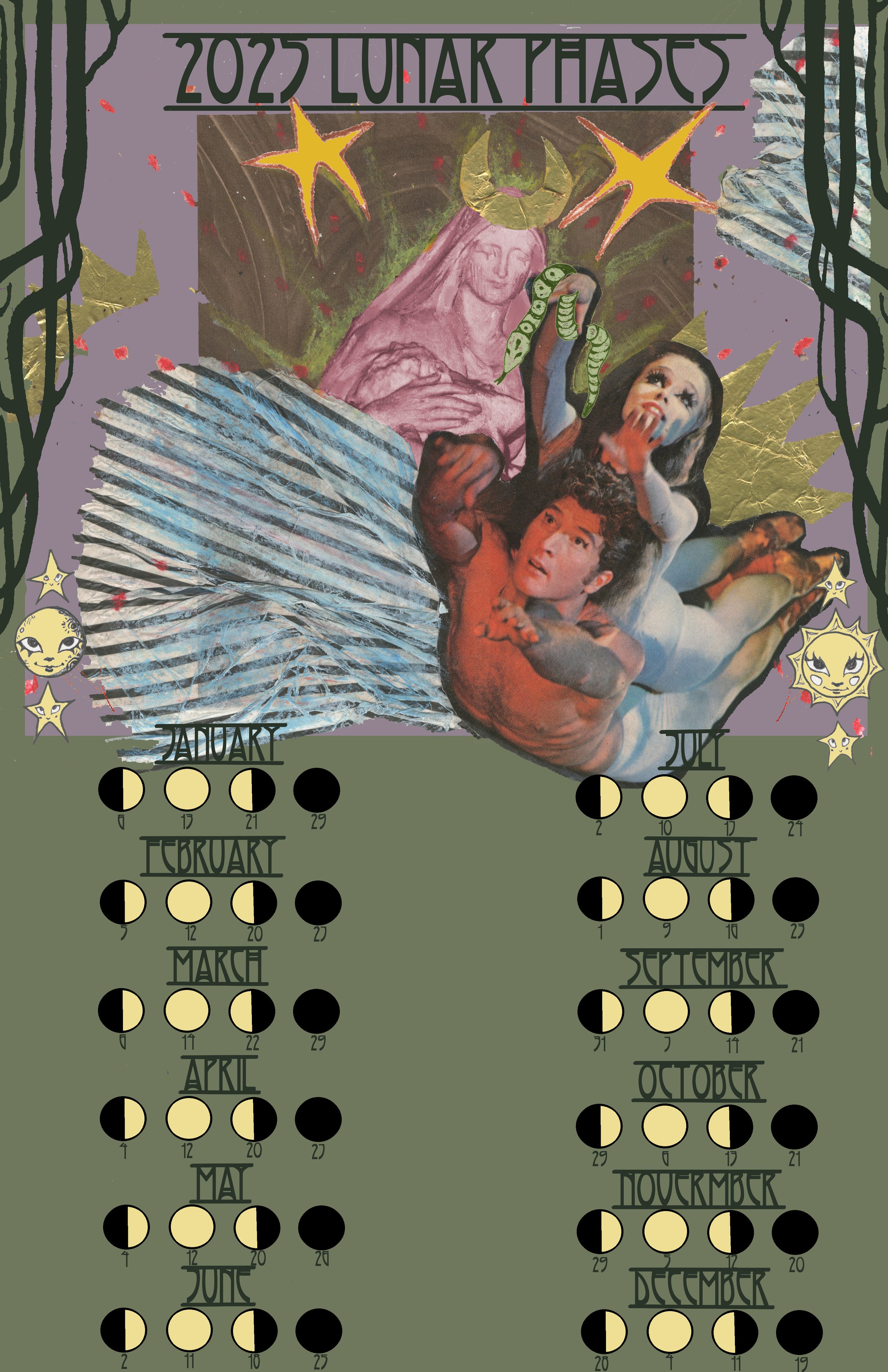 Lunar Calendar, collage and digital, 2024