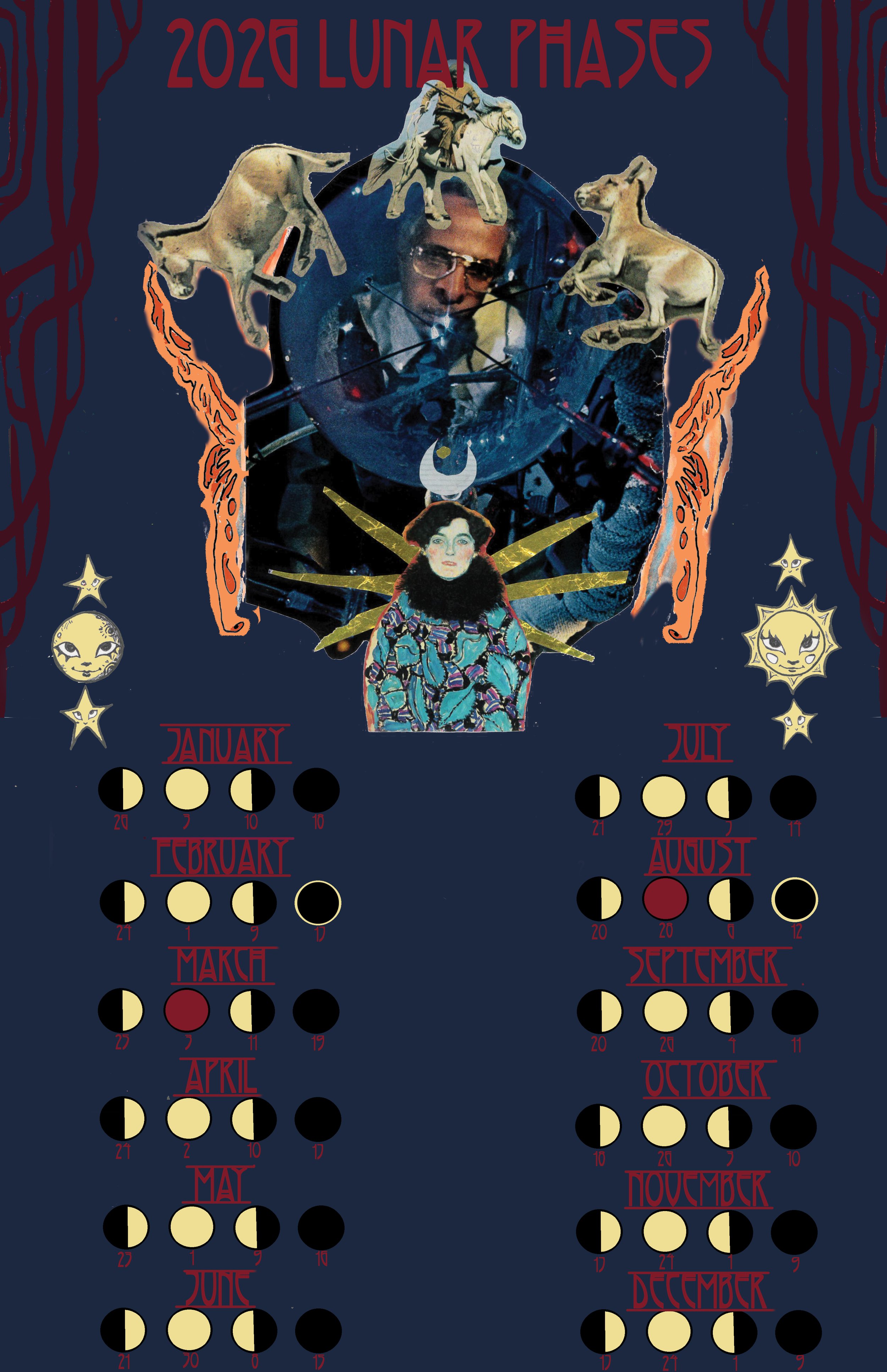 Lunar Calendar, collage and digital, 2025