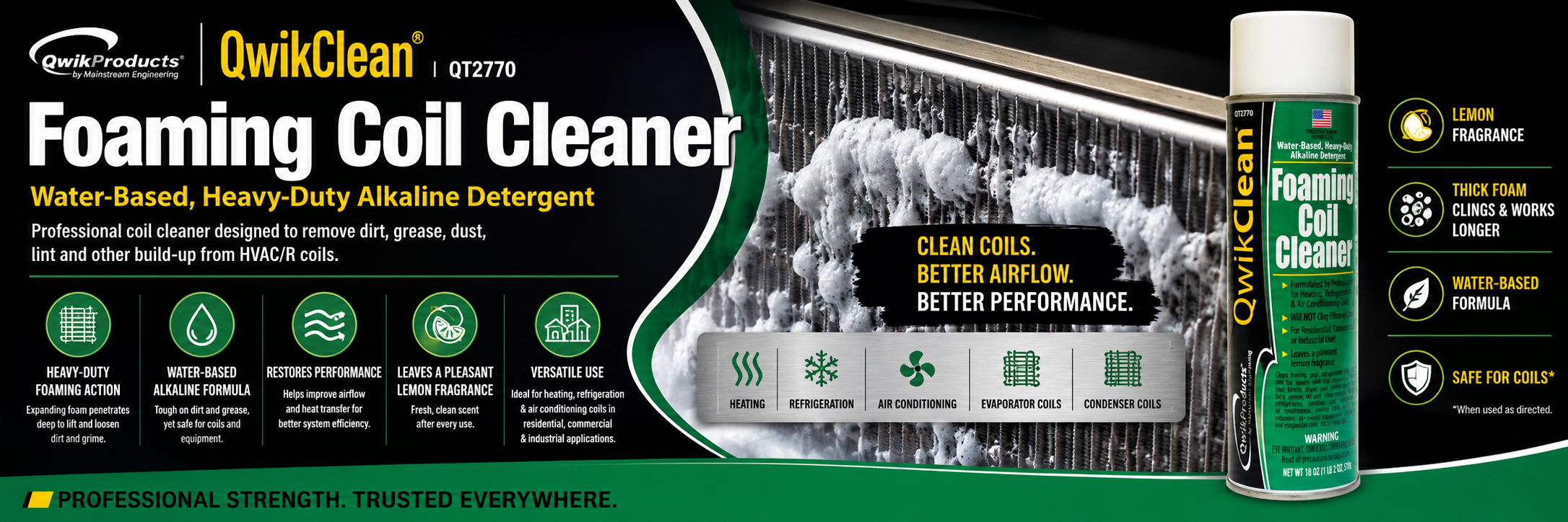 QT2770 QwikClean foaming coil cleaner product banner