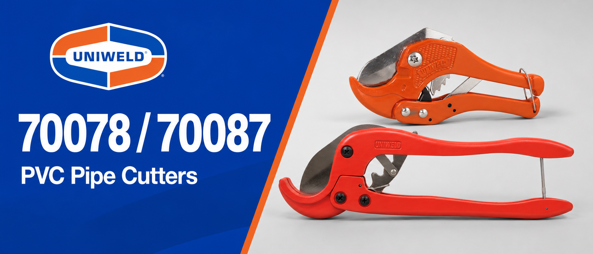 Uniweld 70078 and 70087 PVC pipe cutter range banner