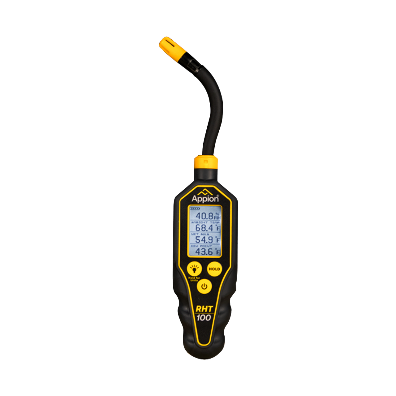 Digital climate meter displaying temperature and humidity readings