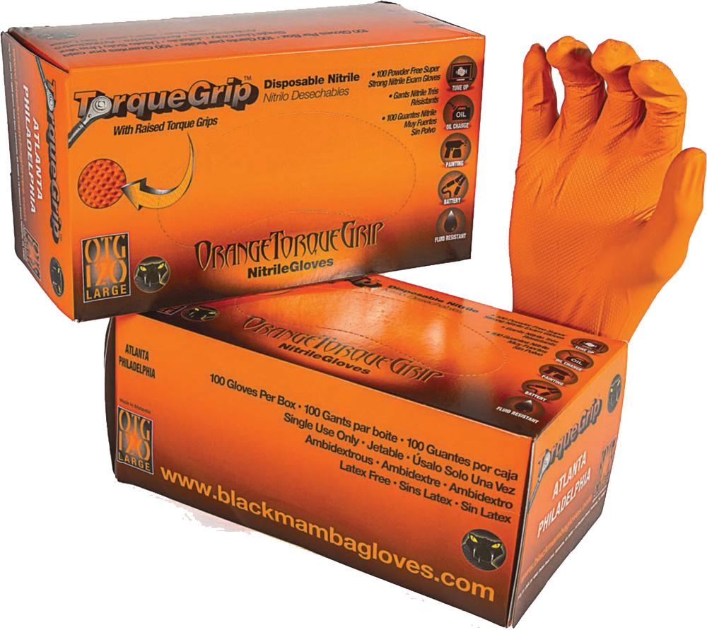 Black Mamba orange torque grip gloves
