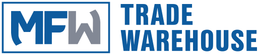 Logo of MFW Trade Warehouse with blue and gray text on a white background.