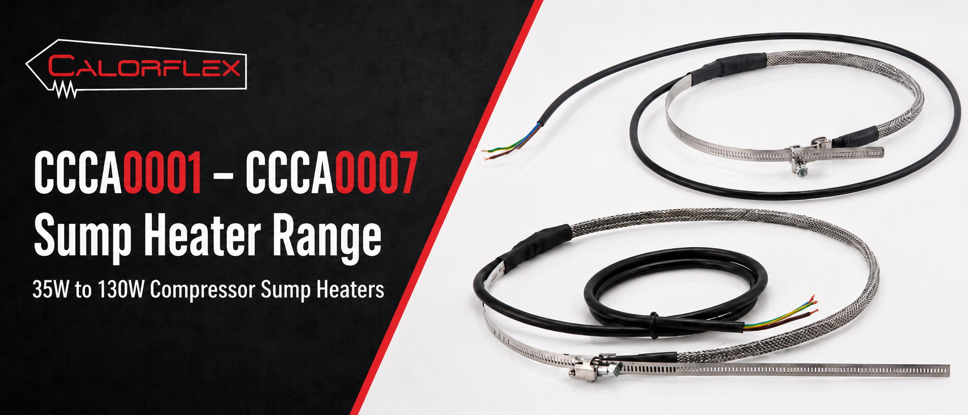 Calorflex CCCA0001 to CCCA0007 sump heater range banner