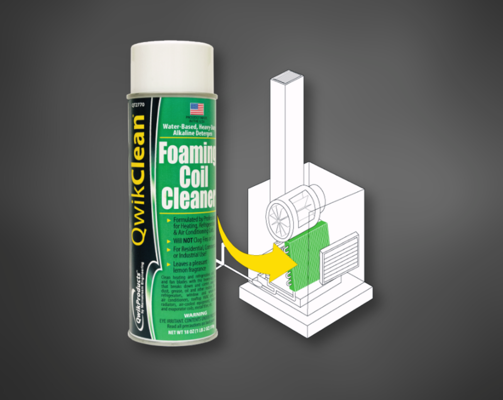 QT2770 QwikClean foaming coil cleaner HVAC coil application diagram