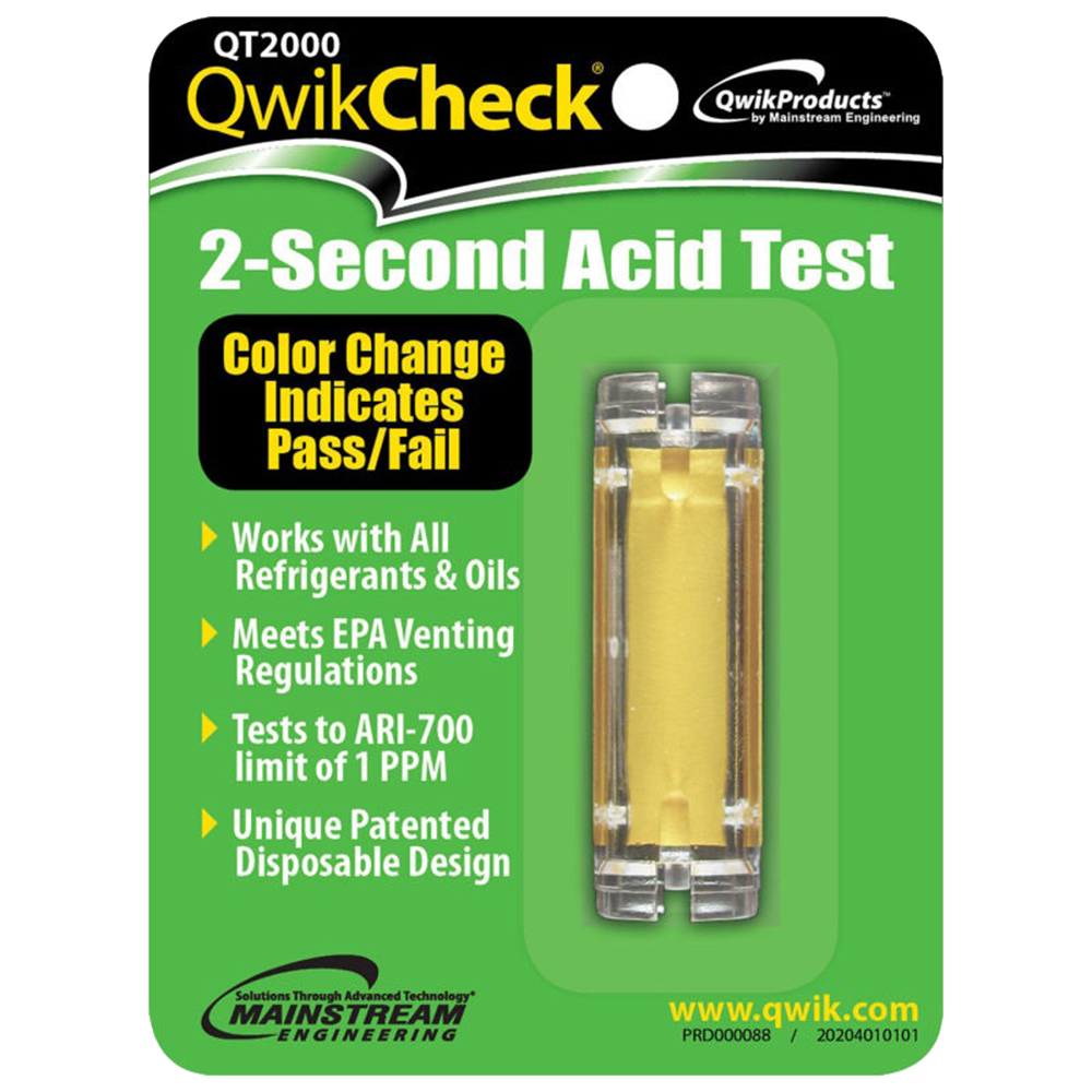 QwikCheck 2-Second Acid Test kit packaging with a color-changing indicator and product details.
