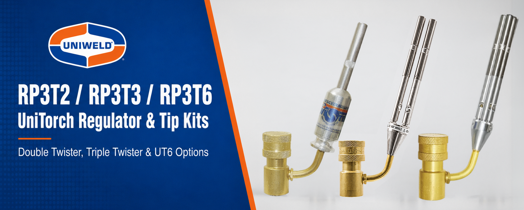 Uniweld RP3T2 RP3T3 and RP3T6 UniTorch regulator and tip kit range