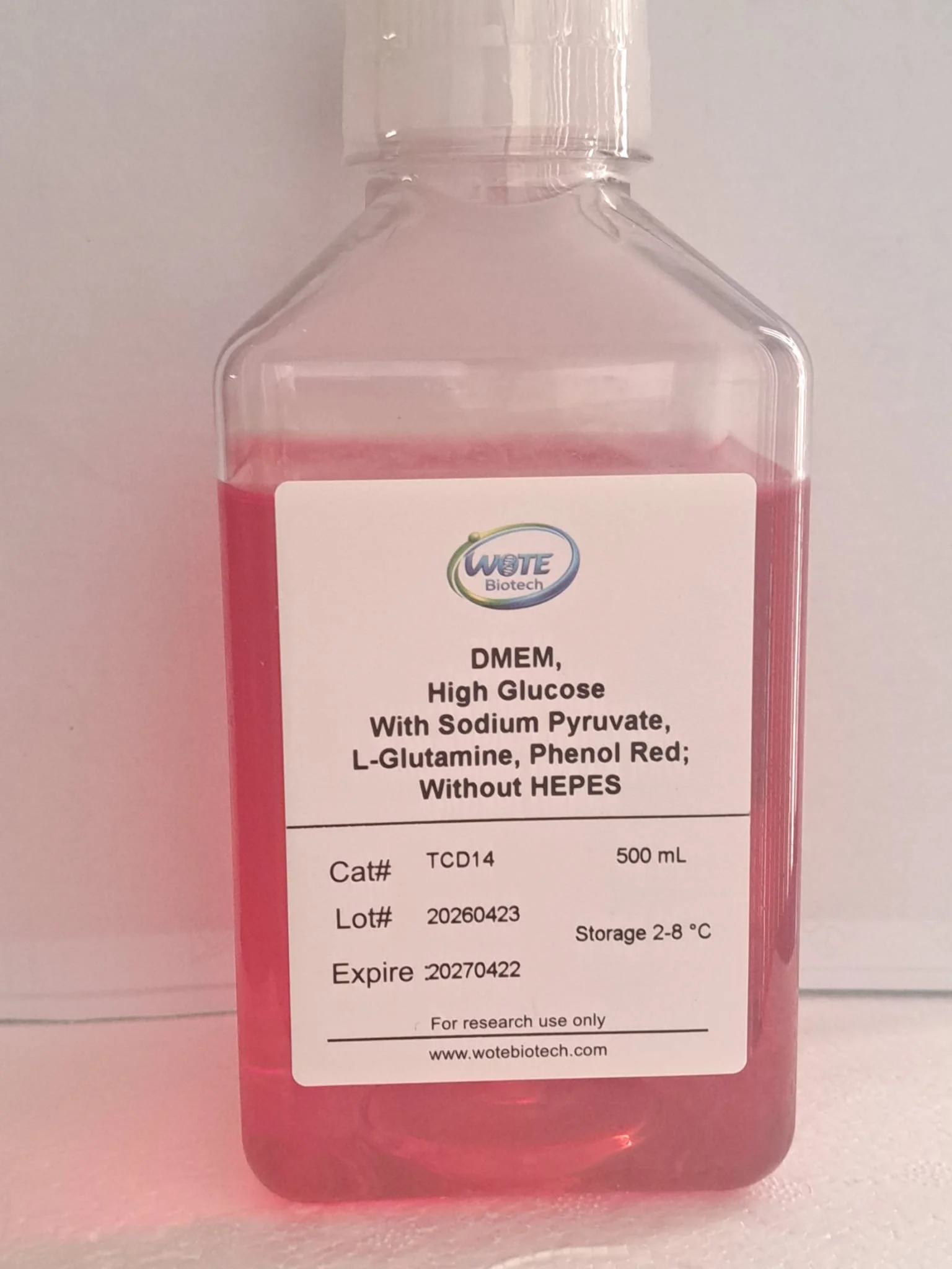 TCD14 - DMEM, High Glucose With Sodium Pyruvate, L-Glutamine, Phenol Red; Without HEPES