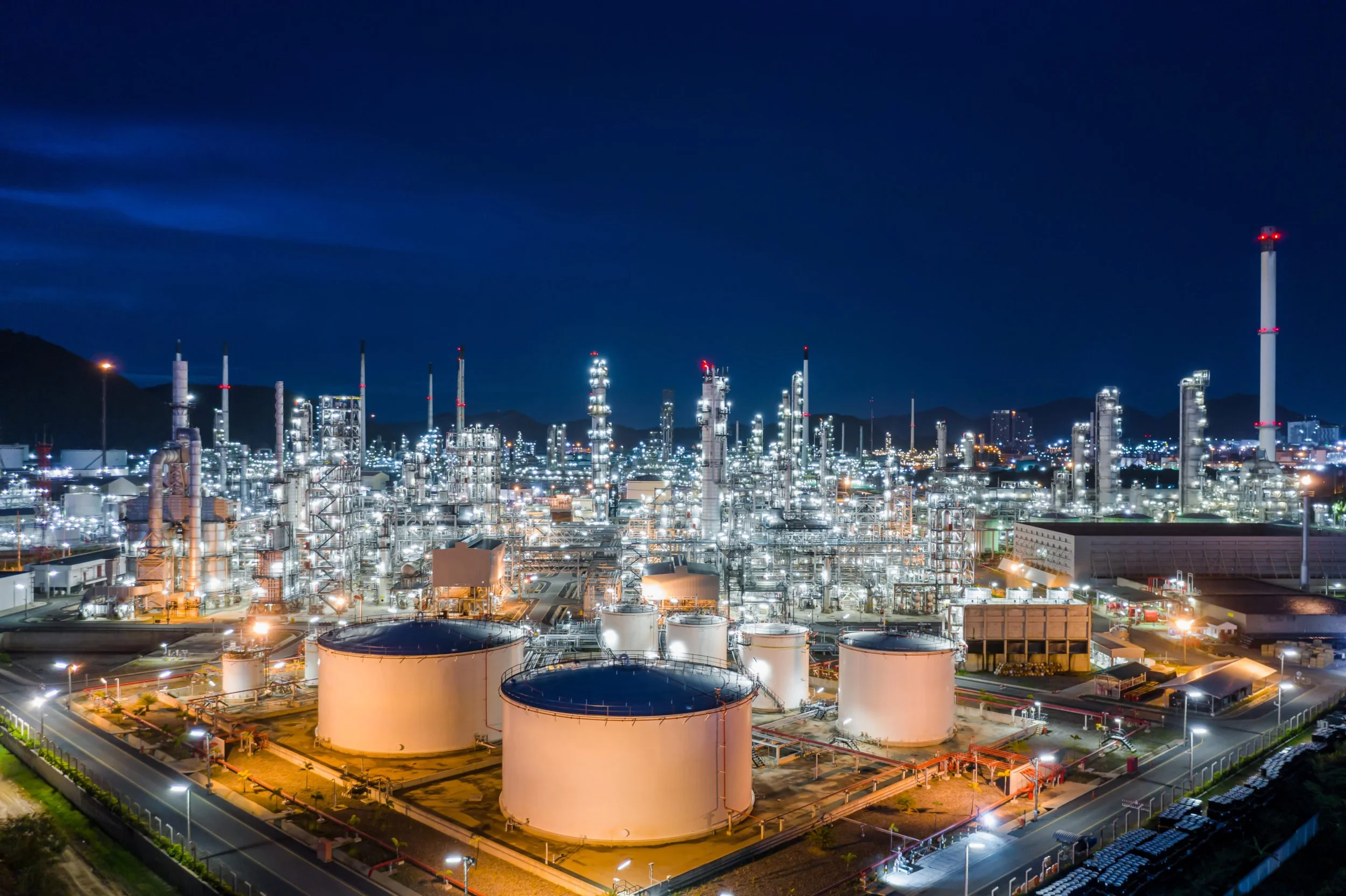Oil refinery aerial view