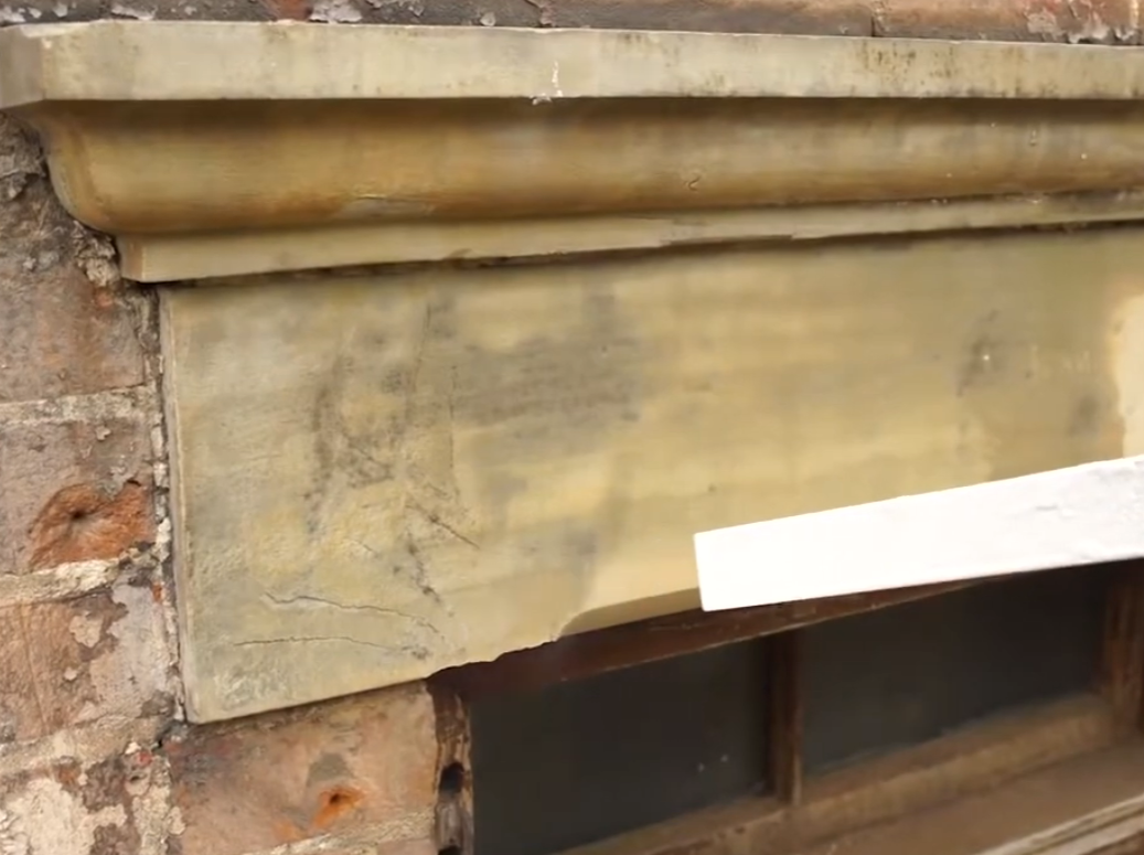 Historical stone façade being cleaned using dry ice blasting