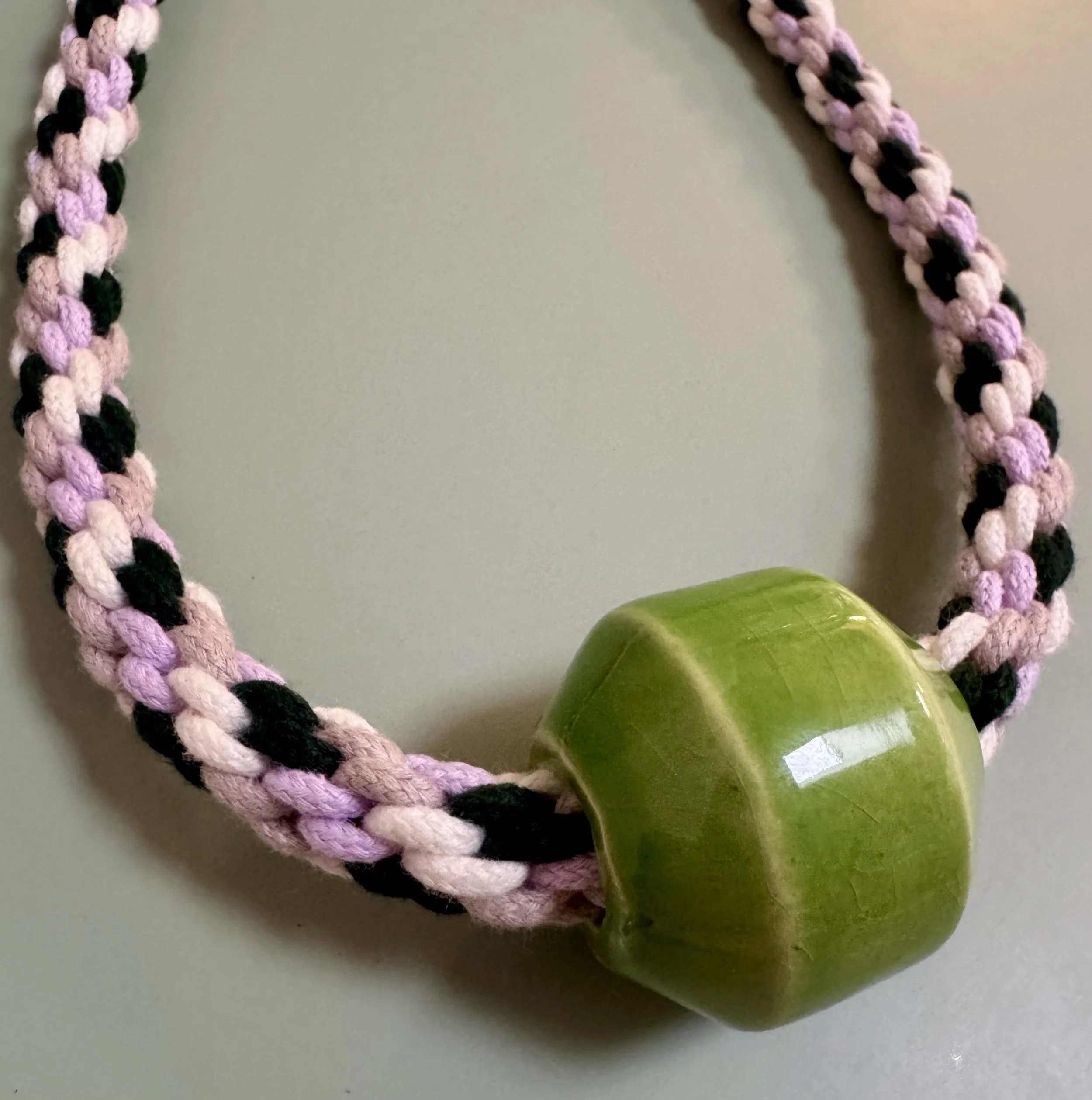 Purple Necklace with Green Bead