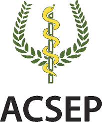 ACSEP logo featuring a caduceus with a snake winding around a staff, flanked by laurel branches, and the acronym 'ACSEP' below.