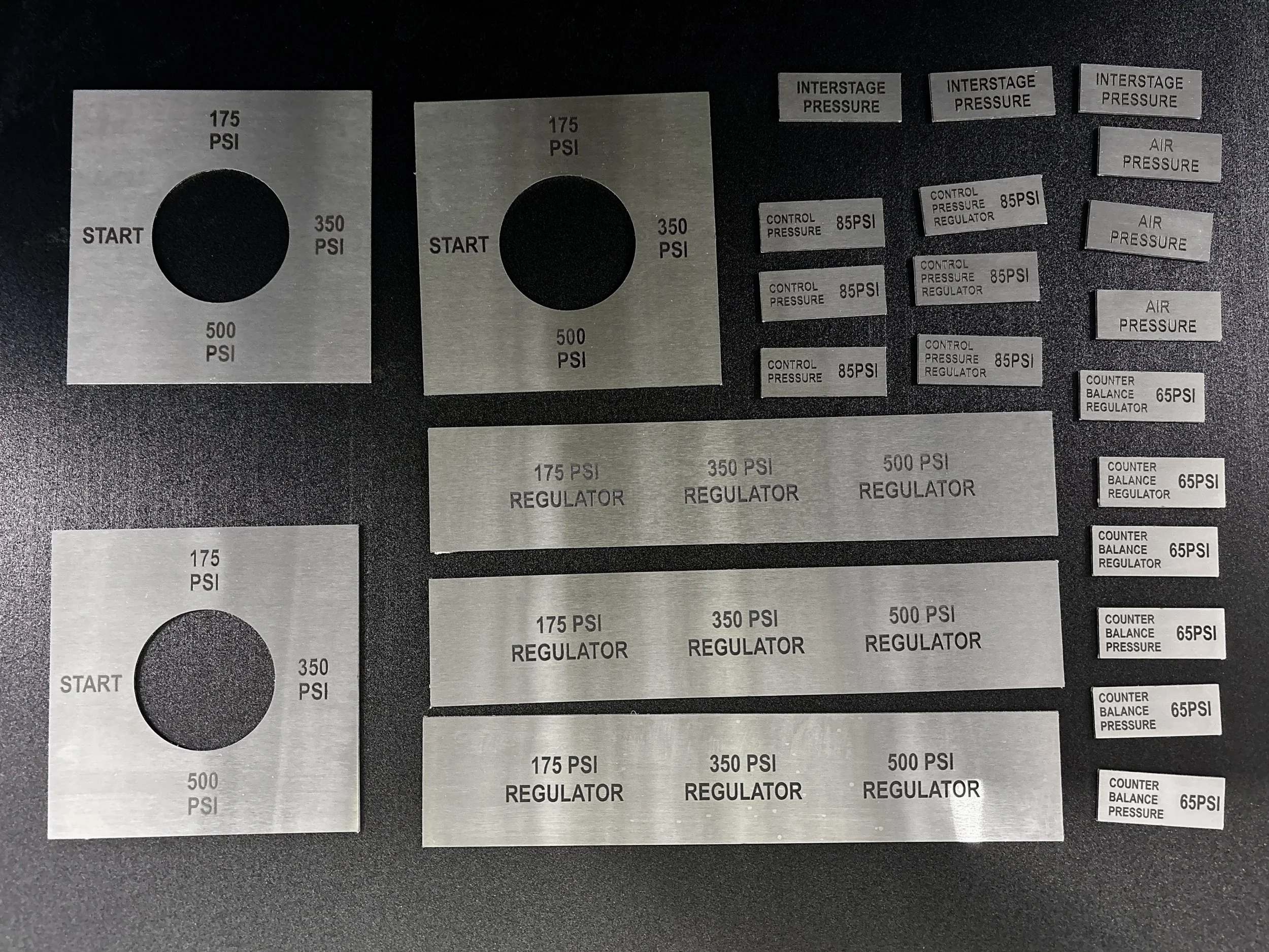 Aluminium tags for controlling pressure, PSI Tags Perth. Engraved Tags Perth. Metal Tags Welshpool. Machinery Tags Mining Perth. Custom Machinery Tags Midland. 