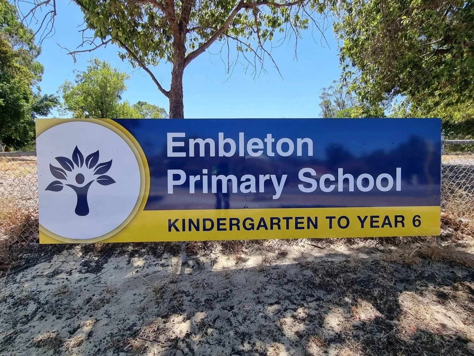 Entrance Sign for Embleton Primary School at 51 Priestley St, Embleton WA 6062. Road Signage Embleton. Entrance Signage Embleton. School Signage Embleton. Education Signage Embleton. Primary School Sign Embleton, Perth. Perth School Signage