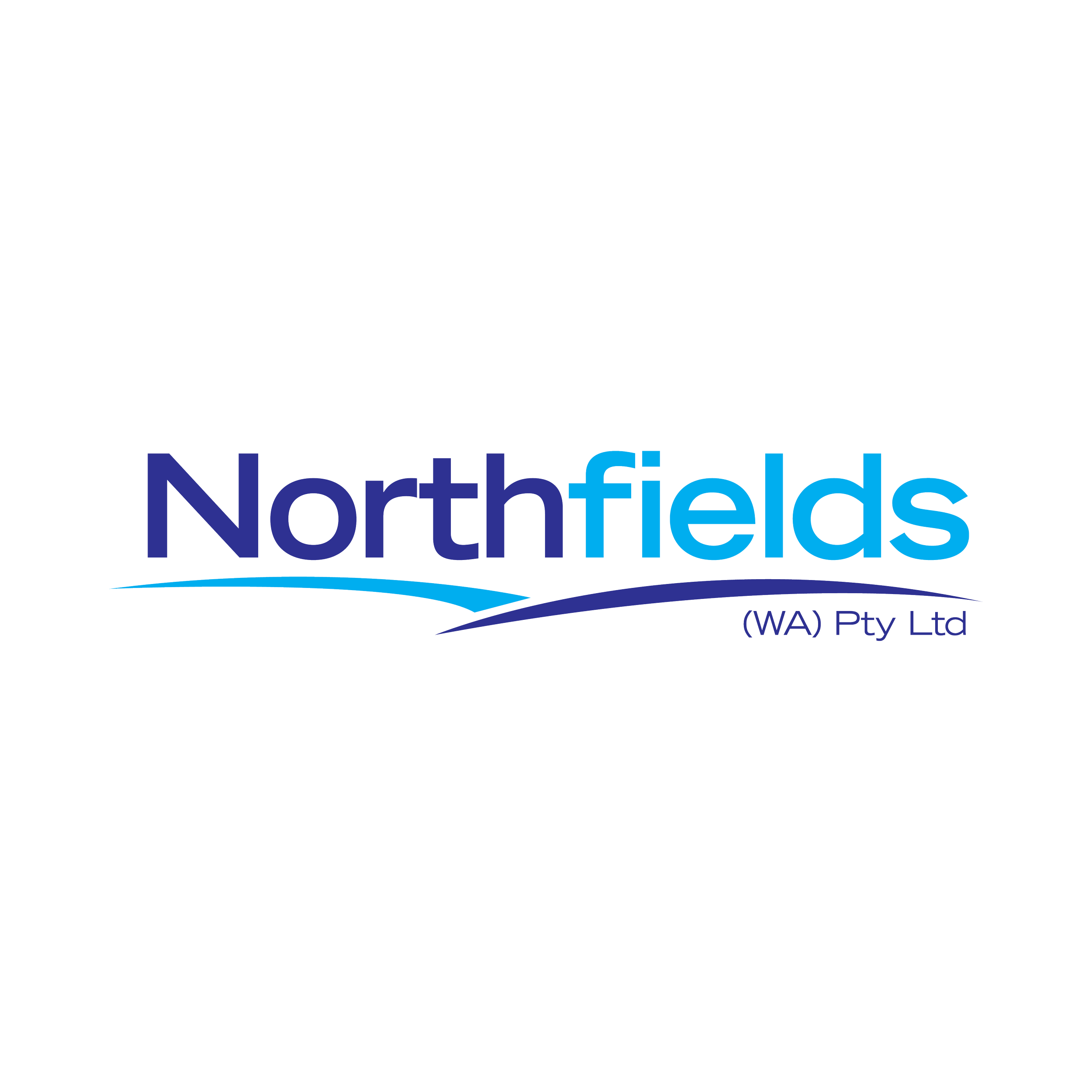 Logo for Northfields (WA) Pty Ltd with stylized text and wave design in blue shades.