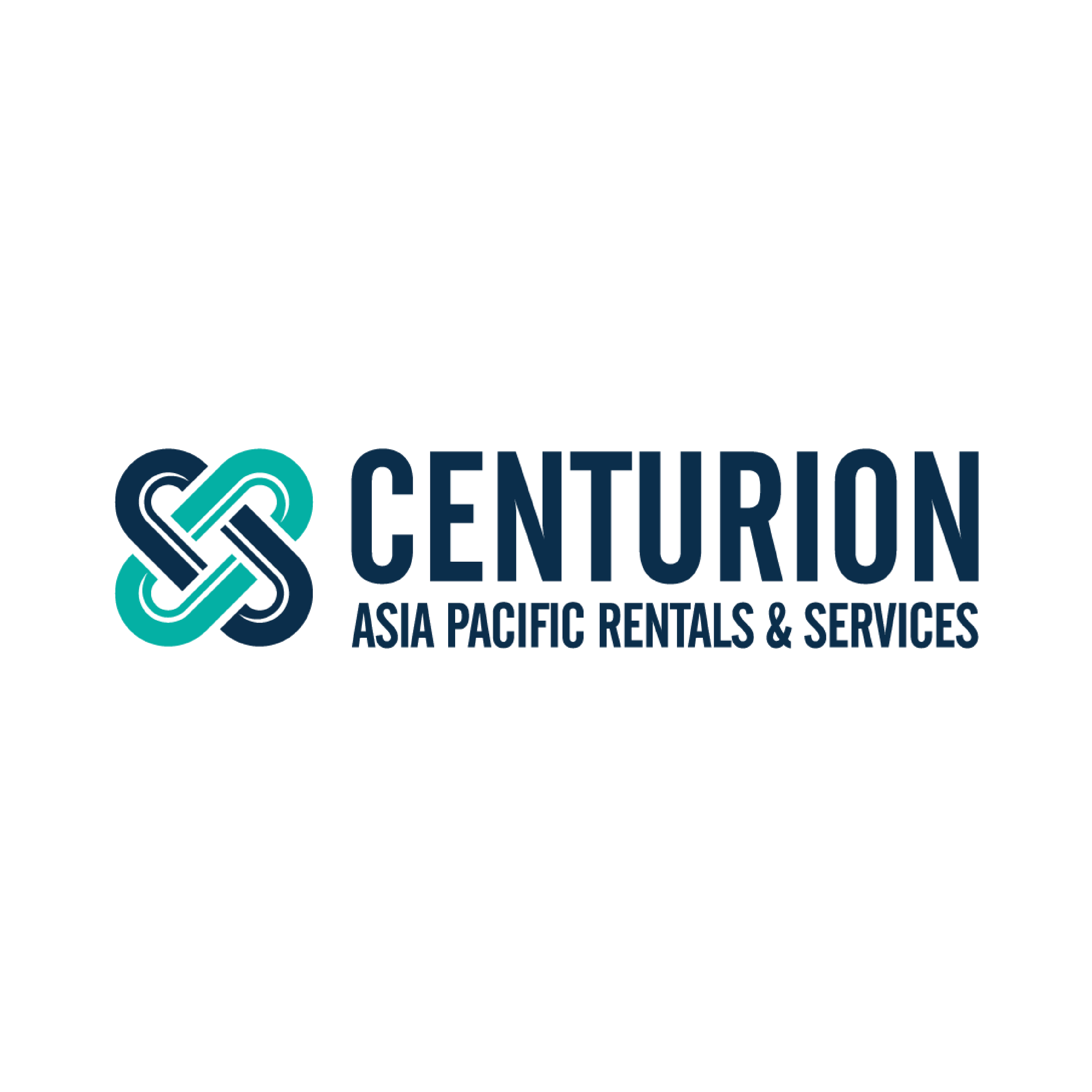 Logo of Centurion - Asia Pacific Rentals & Services with interlinked rings in teal and dark blue and company name in dark blue text.