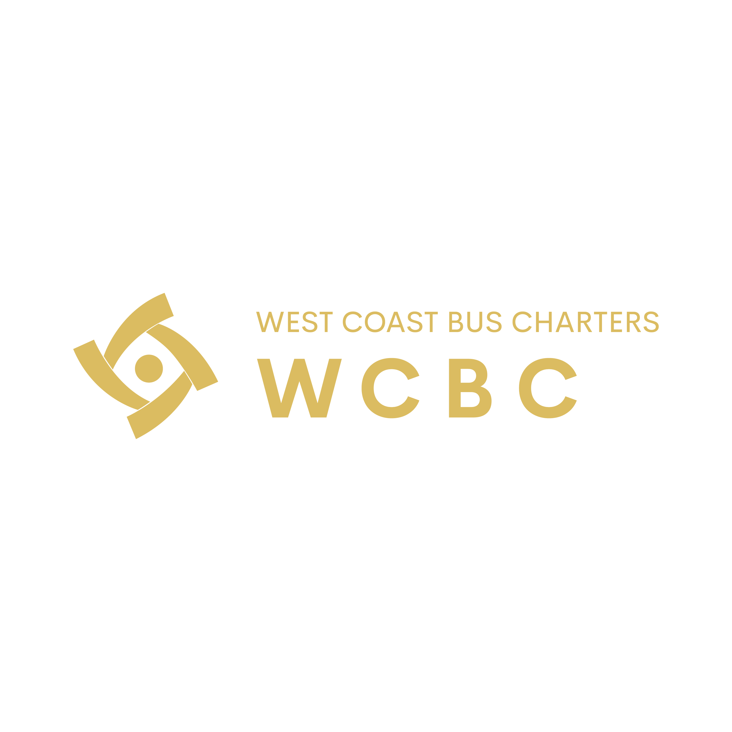 Logo of West Coast Bus Charters with a stylized graphic in gold and black.