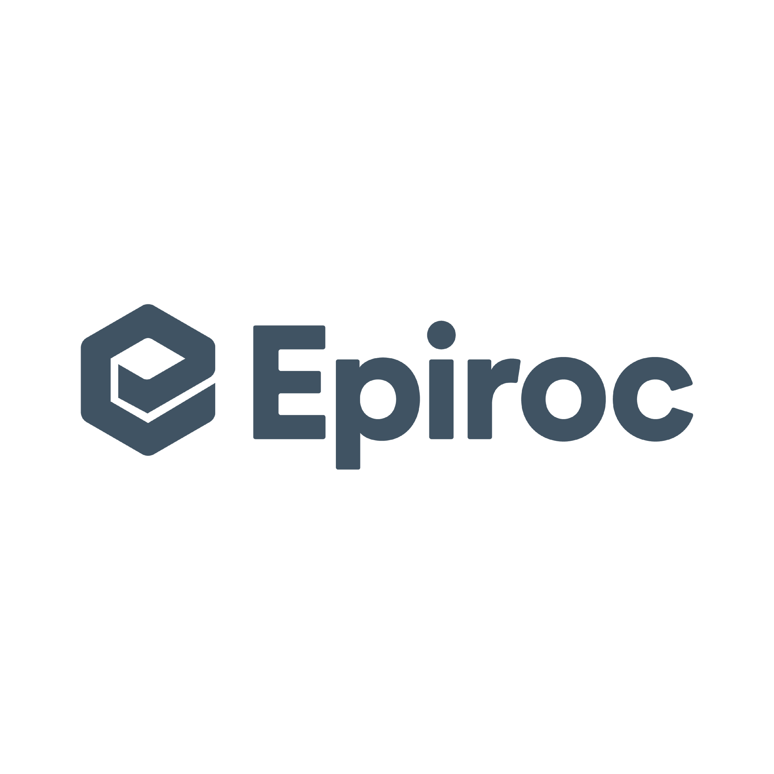 The logo of Epiroc, a hexagon with an upward-pointing triangle inside, and the word 'Epiroc' written below it.