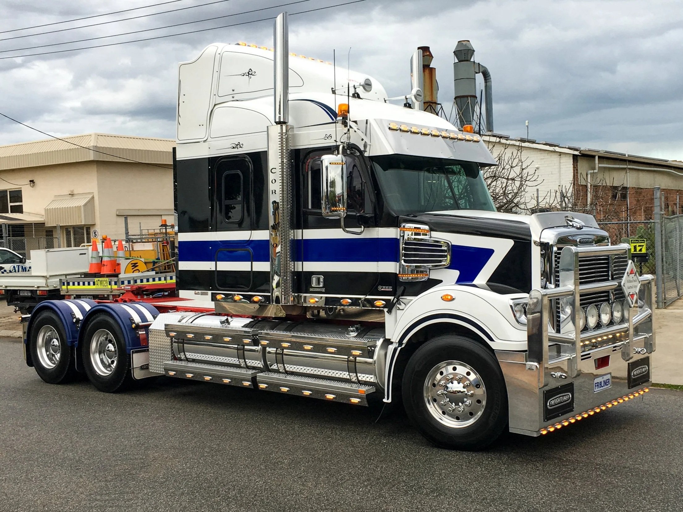A Semi-Truck fitted with large custom striping decals in Perth, WA. Western Australia Truck Signage. Custom Truck Signage Western Australia. Custom Truck Signage. Bellevue Signage. Bellevue Trucks