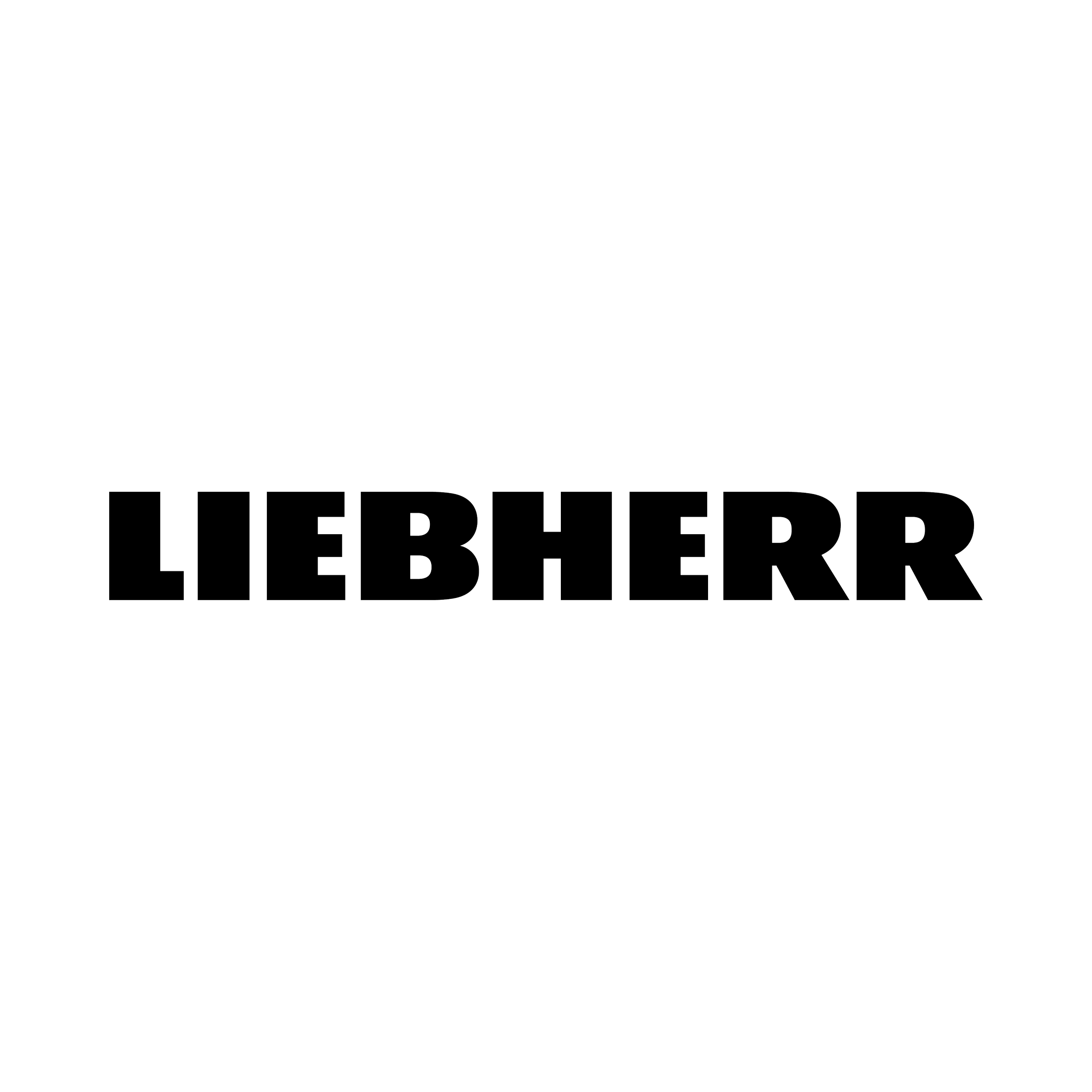 The text LIEBHERR outlined in white on a black background.