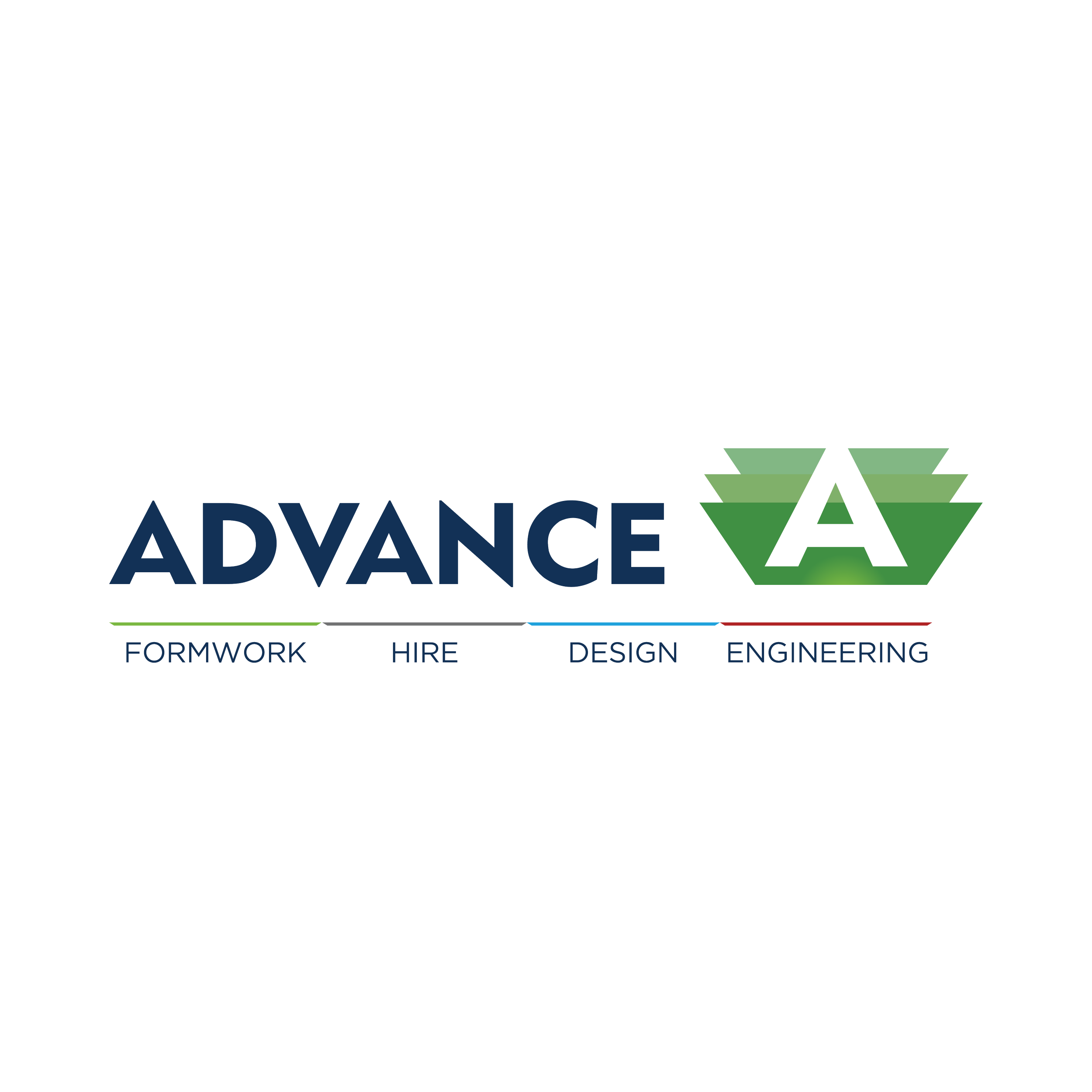 The logo of a company named ADVANCE FORMWORK with a stylized green and white peak icon above the letter 'A'.