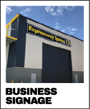 Exterior view of an Expressway Special building with a black and yellow signage, blue sky in the background.