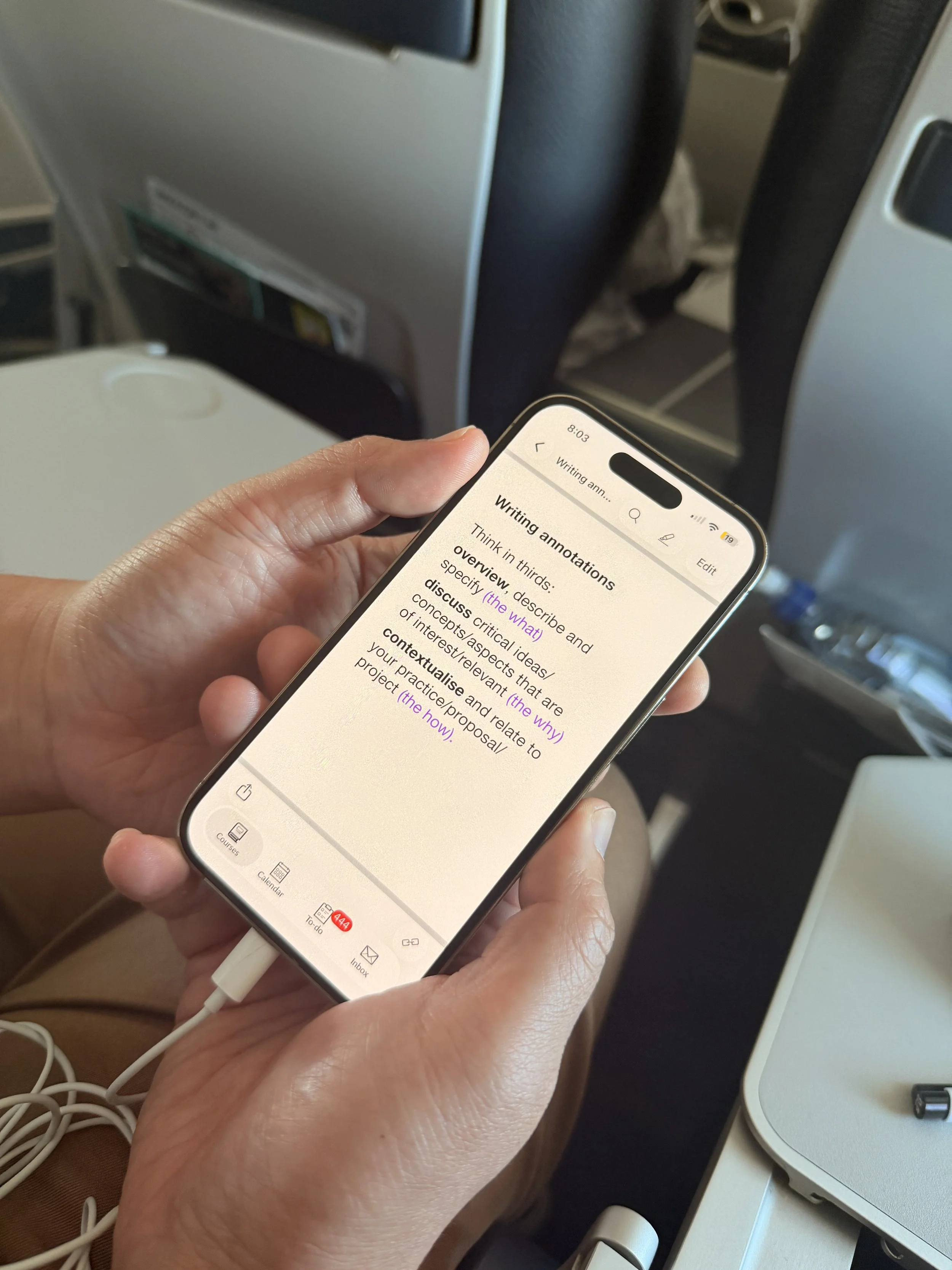 Image: Bobby Luke's phone showing notes for  annotations. This was a conversation Bobby and I had about referencing while travelling to Turtle Island.