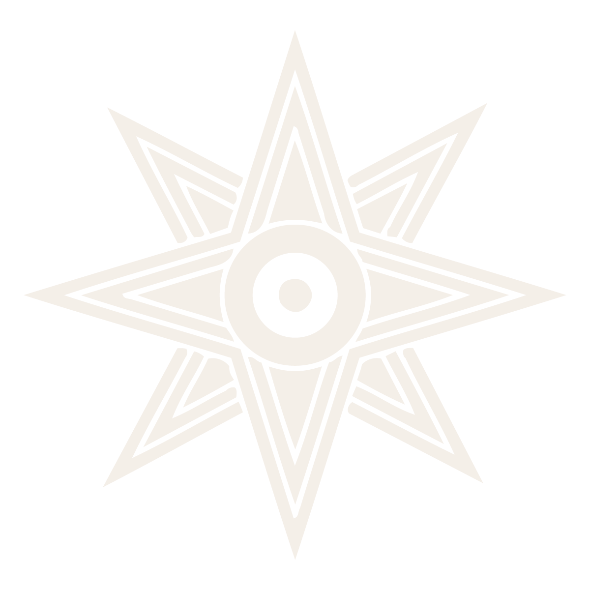 Black and white illustration of a star-shaped badge with an eye in the center.