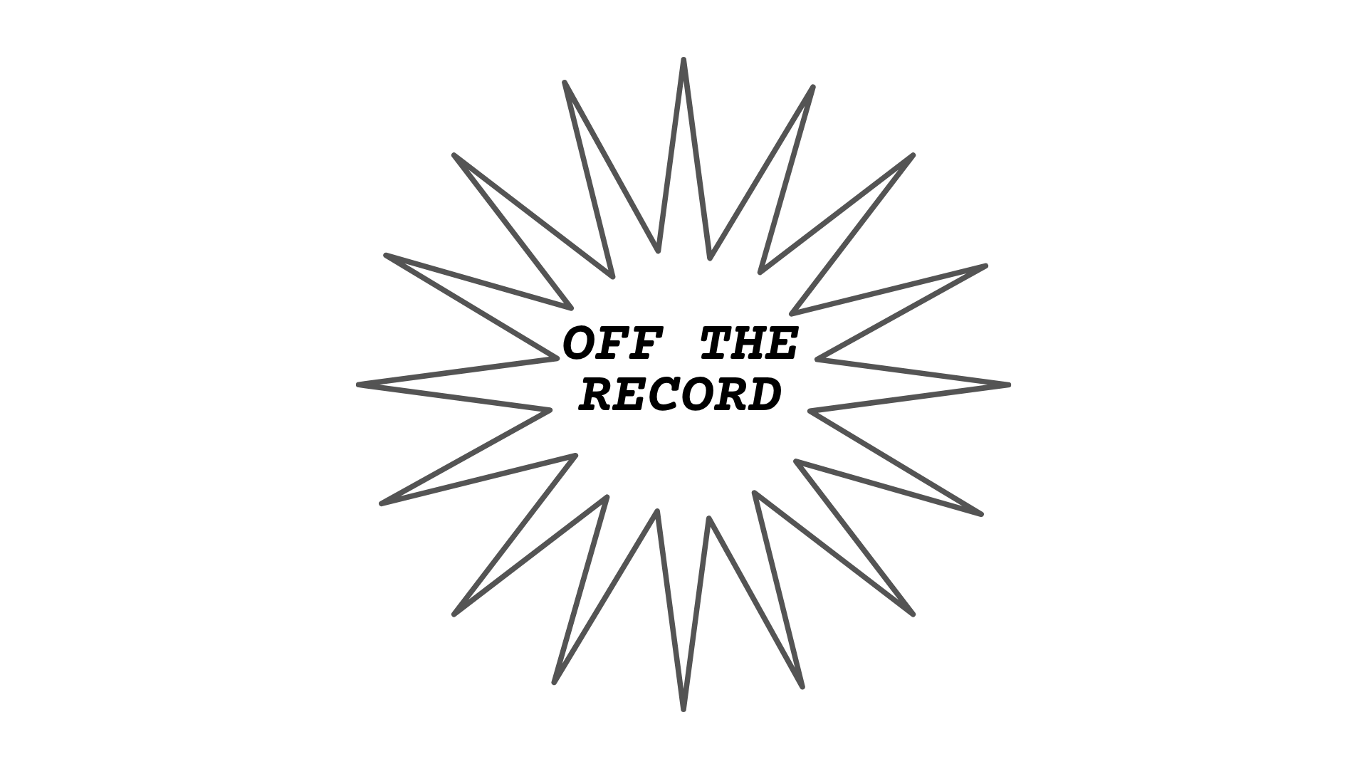 Black screen with a grey starburst shape in the center.